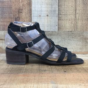Lucky Brand Sandals Womens 9 M Black Leather Paytun Gladiator Strappy